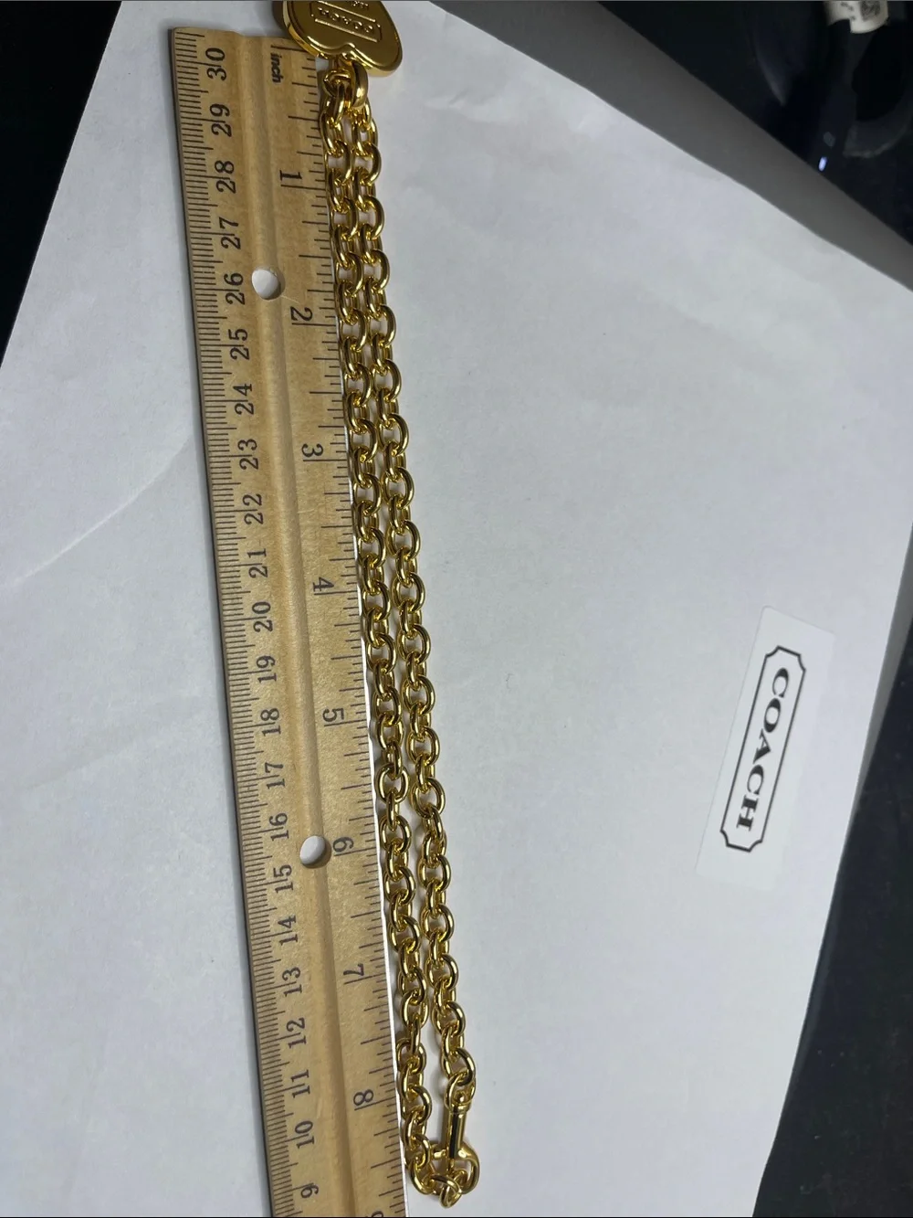 Coach Leatherware Est. 1941 Gold Heart Tag 18” Necklace